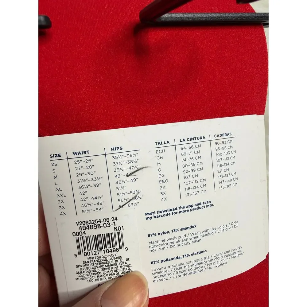 Old Navy Red Opaque Control Top Tights NWT XL-XXL